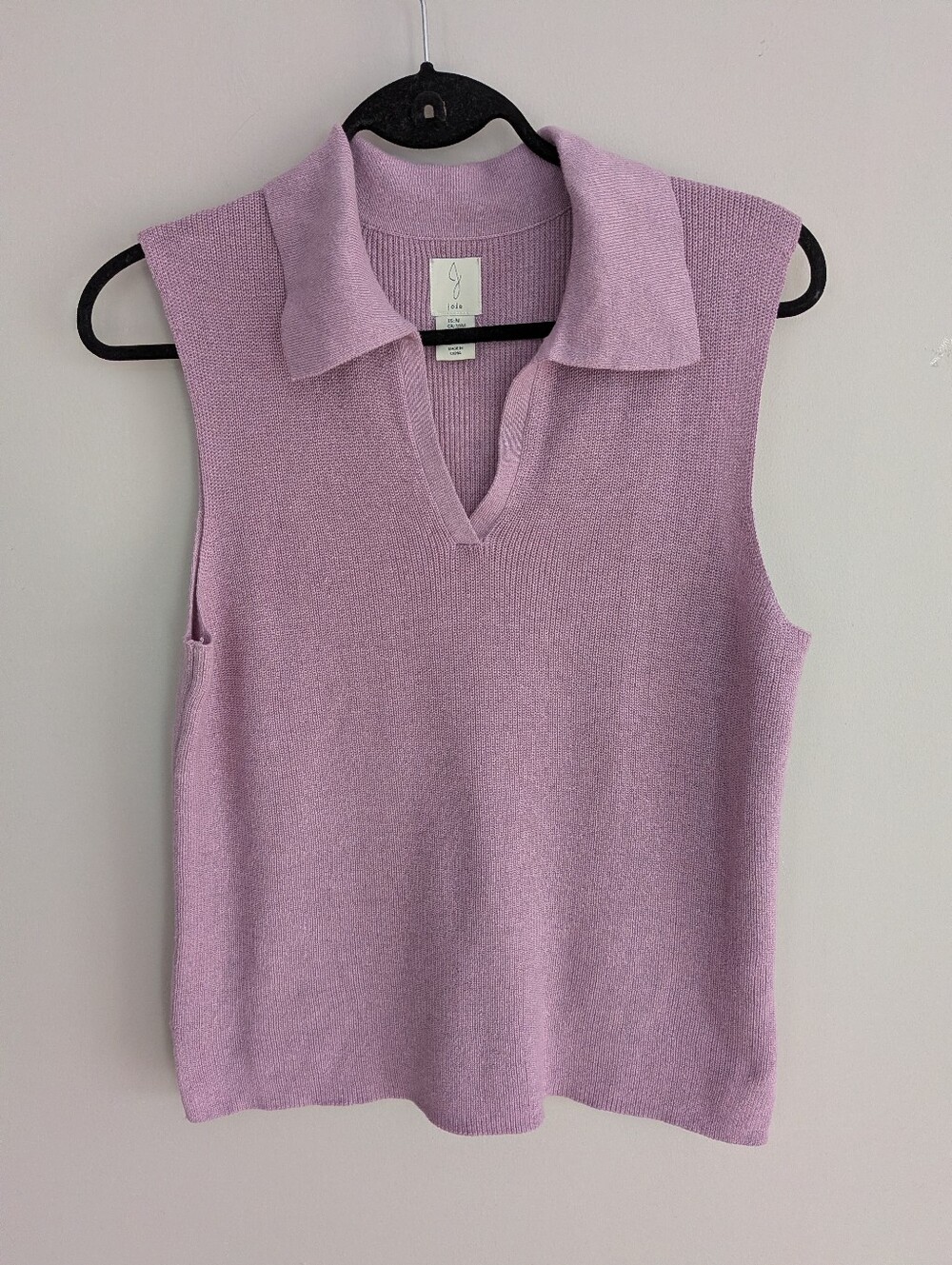 Joie sleeveless Stretchy knit polo top Soft Lilac Size M